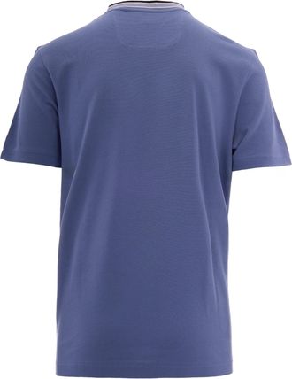 HUGO BOSS Mens T-Shirt Piquet Open Blue Cotton T-Shirts And Polos