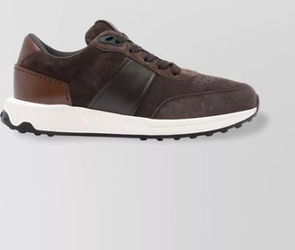 Tod's low top suede sneakers with leather detail