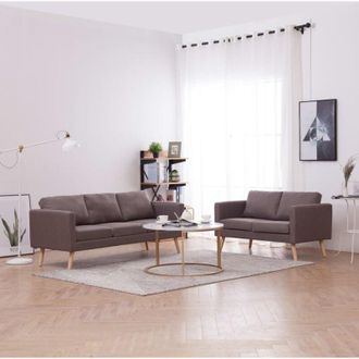vidaXL Vidaxl - Set Divani 2 pz in Tessuto Tortora