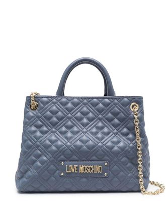 Love Moschino quilted logo-lettering bag - women - Polyurethane - OS - Blue