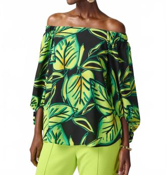 Joseph Ribkoff Off-The-Shoulder Puff Sleeves Top In Lime