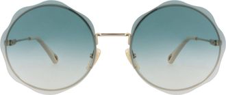 Chlo&eacute; Round-Frame Metal Sunglasses