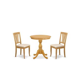 East West Furniture ESAV3-OAK-C - 3-Pc Dining Room Table Set - 2 Dining Room Chairs and 1 Kitchen Dining Table (Oak Finish)