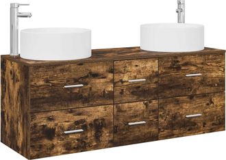 vidaXL Juego De Muebles De Ba&ntilde;o 3 Uds. Roble Ahumado Vidaxl