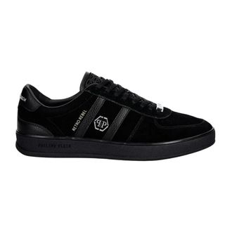 Philipp Plein Schoenen, Heren, Zwart, 46 EU, Leer, Low-Top Sneakers Retro Rebel