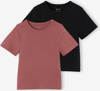 Jonen 2er-Pack kurze T-Shirts f&uuml;r M&auml;dchen altrosa