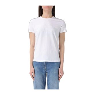 Elisabetta Franchi Camiseta de punto de canal&eacute; con logo bordado - Tops - Mujer - Blanco - XS