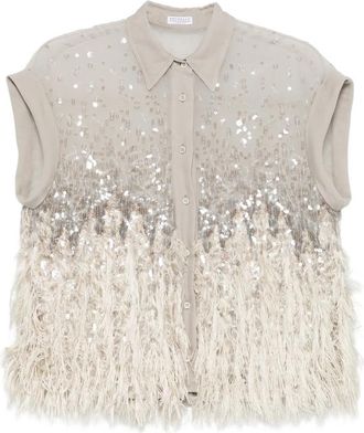 Brunello Cucinelli Sequin Fringed Shirt