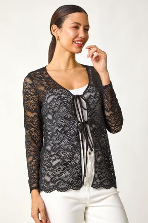 Roman Front Tie Lace Top