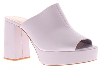 Ted Baker Womens Heels Deltino Leather Mules Peep Toe Block Heel Purple Leather (archived) - Size UK 5