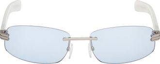 adidas 61mm Rectangular Sunglasses in Matte Palladium/Blue at Nordstrom Rack