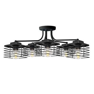 Netlighting Edison Multi Arm Semi Flush Ceiling Light Black 65cm