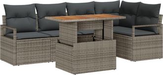 vidaXL Vidaxl - Garden Sofa Set with Storage 6 pcs Grey Poly rattan