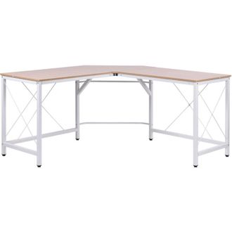 HOMCOM Homcom - Escritorio En Forma De L Escritorio Esquinero Moderno Con Marco De Acero Carga 70 Kg Para Oficina Hogar Estudio 150x150x76 Cm Roble