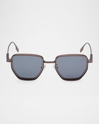 Ermenegildo Zegna Men & apos;s Round Metal and Acetate Sunglasses