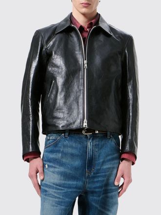 Our Legacy Smooth Cowhide Leather Jacket with Classic Collar and Zip Closure