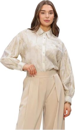 Nukus Nukus, Overhemden, Dames, Beige, L, Polyester, Nola Blouse Embroidery