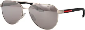 Prada 0PS Rectangular Metal Sunglasses - Gray