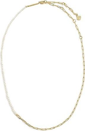 Kendra Scott Markie Half Chain Womens Necklace Womens Necklace Gold Freshwater Cultured Pearl, Brass