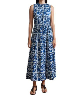 Apiece Apart Arte Tank Dress In Batik Floral Indigo