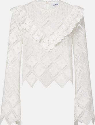 Self Portrait Crochet ruffled top