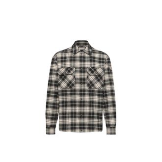 Moncler Moncler Check Cotton Flannel Zip-up Shirt, Men, Black, Size: Xxl