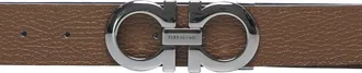 Ferragamo Mens Leather Belt Gancini Brown Calf