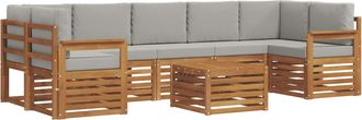vidaXL Conjunto De Sof&aacute;s De Exterior 8 Uds. Gris Natural Y Claro Vidaxl
