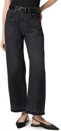 Paige Arellia Release Hem High Waist Ankle Barrel Jeans in Black Void at Nordstrom, Size 25