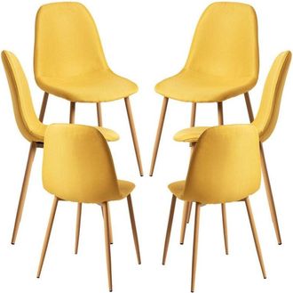 Regalos Miguel Packs Sillas Comedor - Pack 6 Sillas Teok Tela - Amarillo
