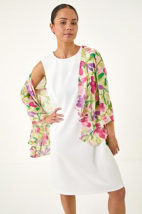 Roman Floral Print Dress & Shrug