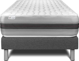 VITALIT Vitalit - Base Tapizada Gris + Colch&oacute;n Con Muelles Y Viscoel&aacute;stica 90 X 190
