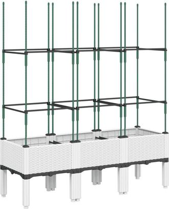vidaXL Vidaxl - Garden Planter with Trellis White 120x40x142.5 cm pp