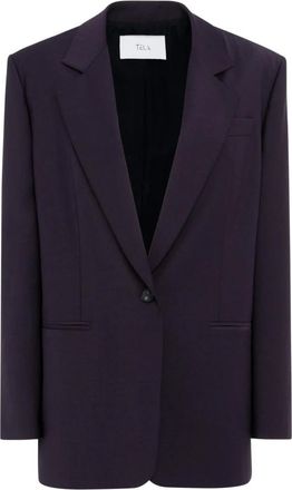 Tela Blazer de un solo bot&oacute;n entallado - Jackets - Mujer - P&uacute;rpura - XS