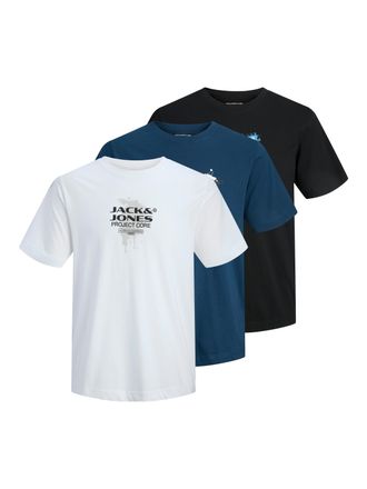 Jack & Jones Rundhalsshirt JACK & JONES JCOCONDOR TEE SS CREW NECK 3PK MP, Herren, Gr. XS, weiss (hellwei&szlig; pack:w schwarz, titan), Jersey, Obermaterial: 100% Baumw