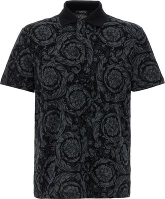 Versace Baroque Polo Shirt - Heren - Polos - Grijs - XS - Katoen - Tops