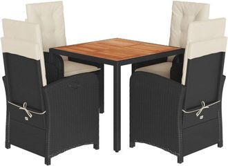 vidaXL Set De Muebles Jard&iacute;n 5 Pzas Con Cojines Rat&aacute;n Sint&eacute;tico Negro Vidaxl