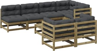 vidaXL Set De Sof&aacute;s Jard&iacute;n 8 Pzas Con Cojines Madera Pino Impregnada Vidaxl