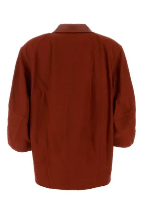 Bottega Veneta Womens Tiziano Red Viscose Blend Blouse Copper Exterior: Linen Camicie