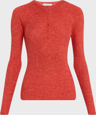 Gabriela Hearst Anges Cashmere Rib Henley Sweater