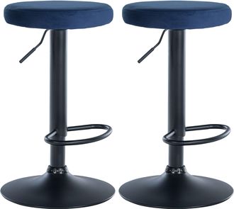 Clp Clp - Set De 2 Taburetes De Bar Ponte En Terciopelo Azul Metal Negro Mate