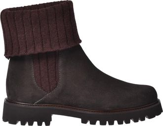 Baldinini Schoenen, Dames, Bruin, 40 EU, Dark brown suede leather and knitted fabric ankle boots