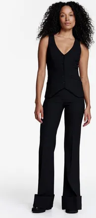 Smythe Wide Leg Cuffed Trouser in Black Pique at Nordstrom, Size 12