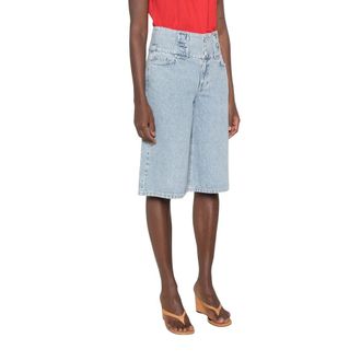 Stine Goya Logoed Loop Jorts - female - Stine Goya - Denim Shorts - Blue - W24 - Shorts