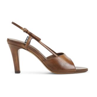 Miu Miu Schoenen, Dames, Bruin, 37 1/2 EU, Leer, Calf Leather Sandalen