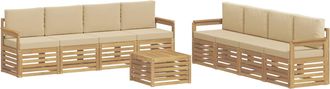 vidaXL Conjunto De Sof&aacute;s De Exterior 9 Uds. Y Beige Poli&eacute;ster Vidaxl