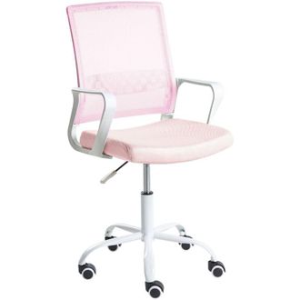 Beliani Sedia da ufficio moderna con seduta girevole in rete altezza regolabile rivestimento rosa pastello Ease
