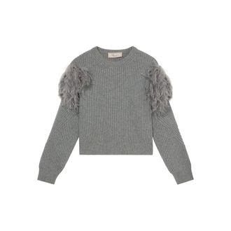 Blumarine Feather-embellished Ribbed Sweater