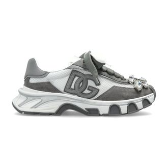 Dolce & Gabbana Sneakers, female, Gray, Size: 7 1/2 US Sports shoes with shimmering appliqu&eacute;s