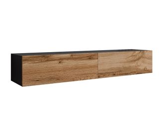 Mirjan24 Mobilier1 - Mueble Tv Venenou 123, Negro + Roble Wotan, N&uacute;mero De Puertas: 0, N&uacute;mero De Cajones: 0, 180x30x40cm